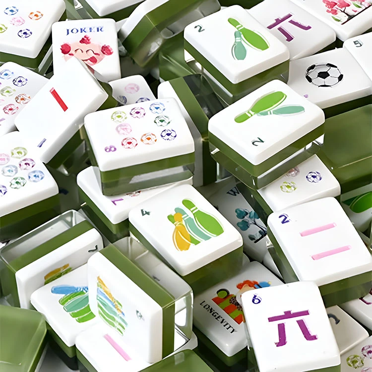 Legergroene acryl Mahjong-tegels