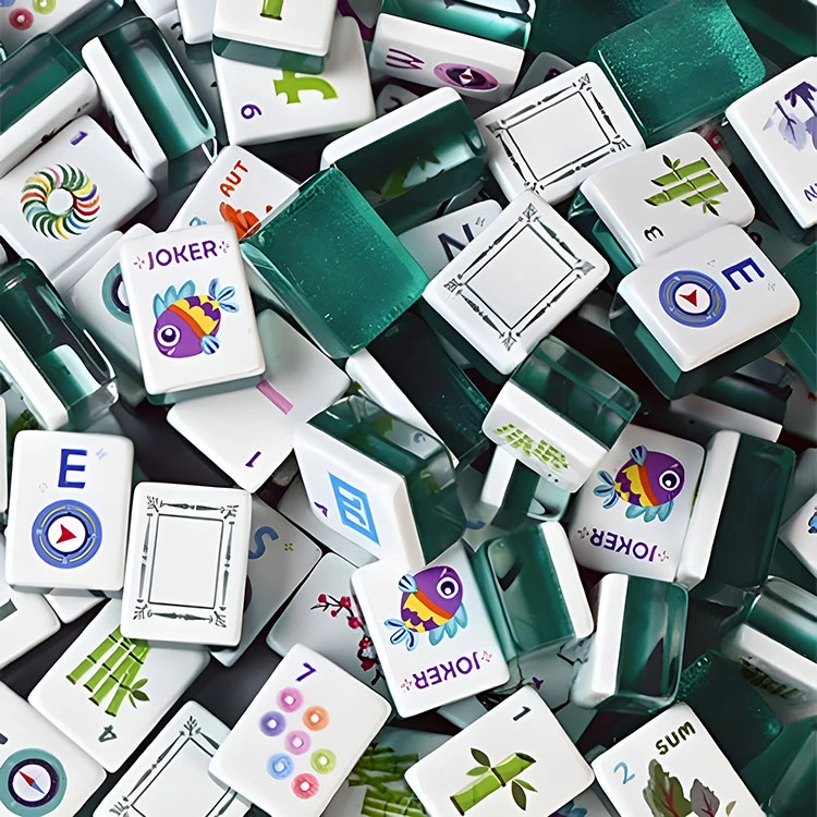 Smaragdgroene kristalheldere acryl Mahjong-tegels
