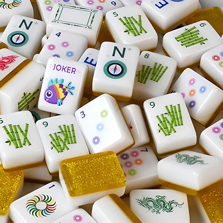 Gouden glitter acryl Mahjong-tegels