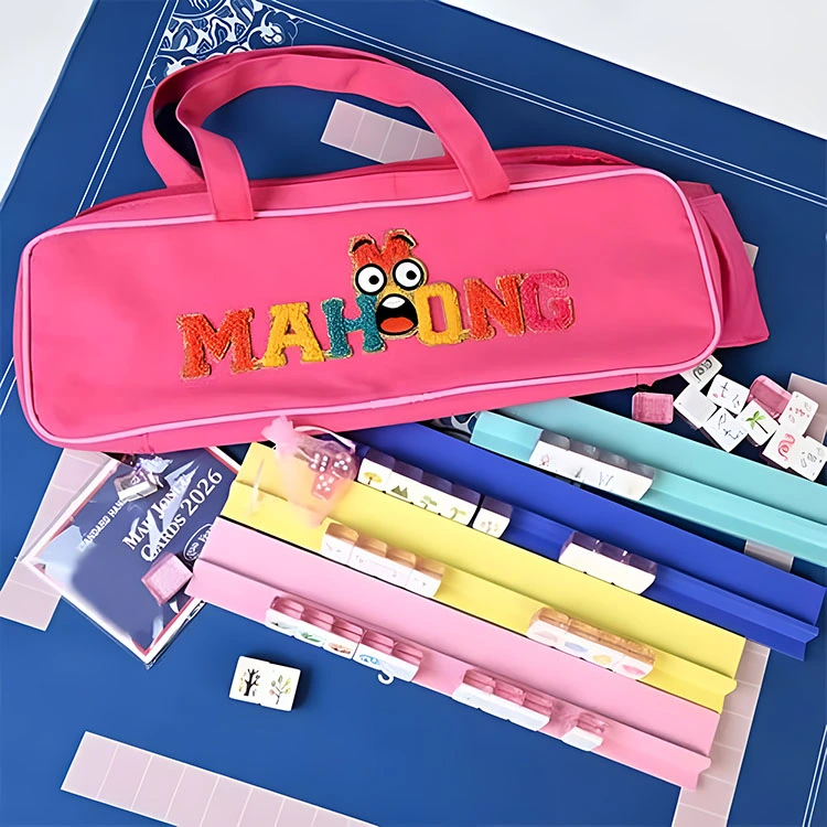 Roze Cartoon Emoji Mahjong-set