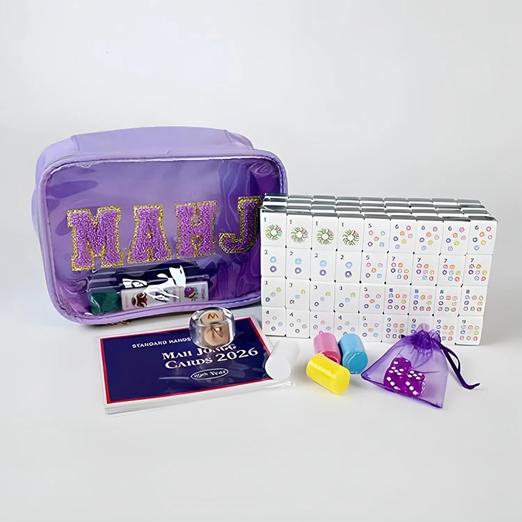 Paarse glitter Mahjongset