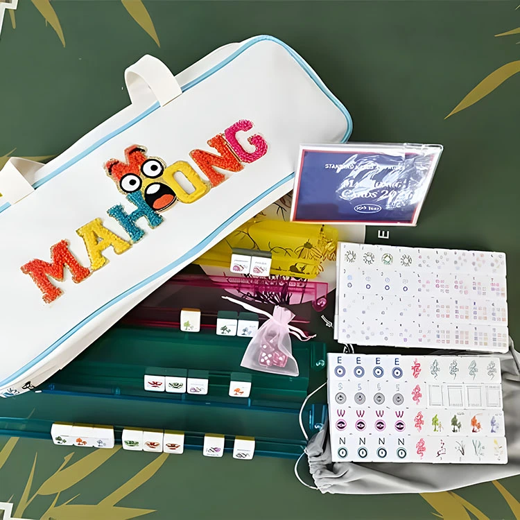 Witte Cartoon Emoji Mahjong-set